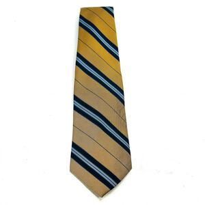 The Union Alumni Shop Tie Mens 54 in Gold Blue Gray Diagonal Striped Silk Wide